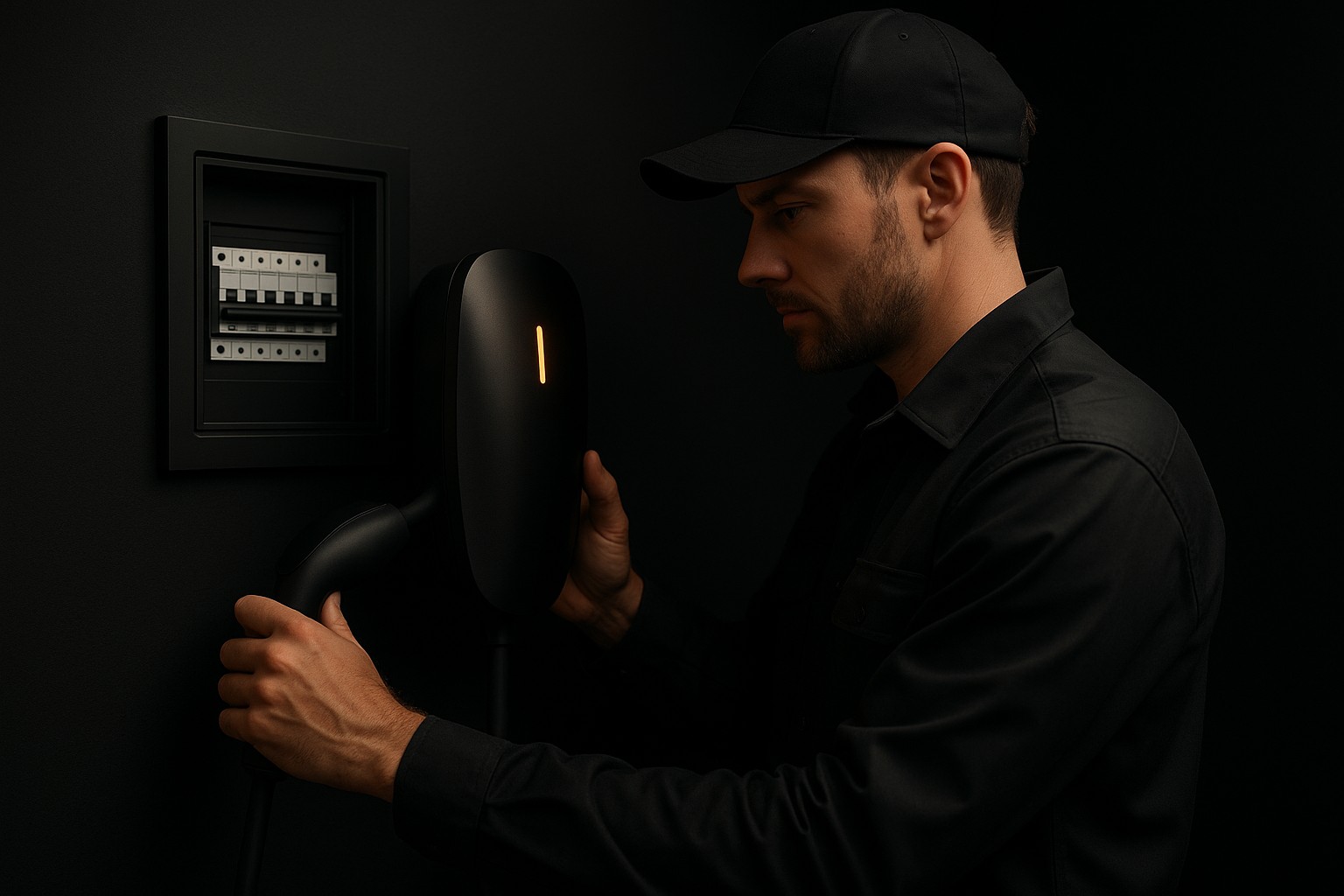 A certified electrician installing an EV charger