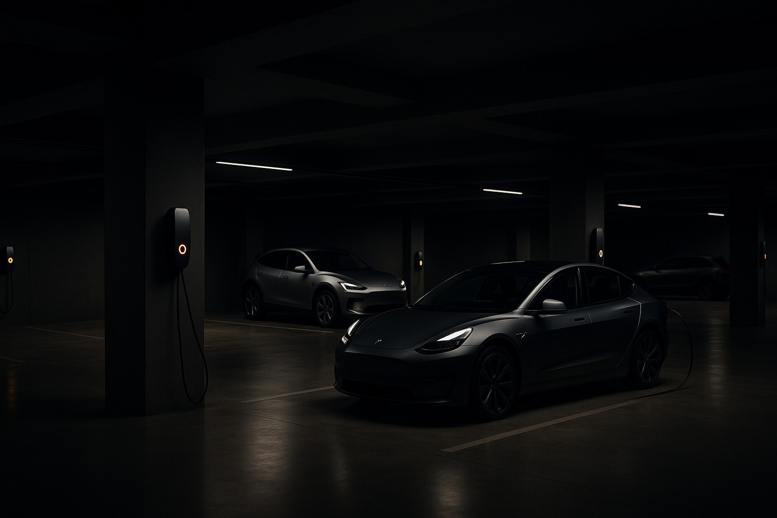 EVs charging in an apartment car park